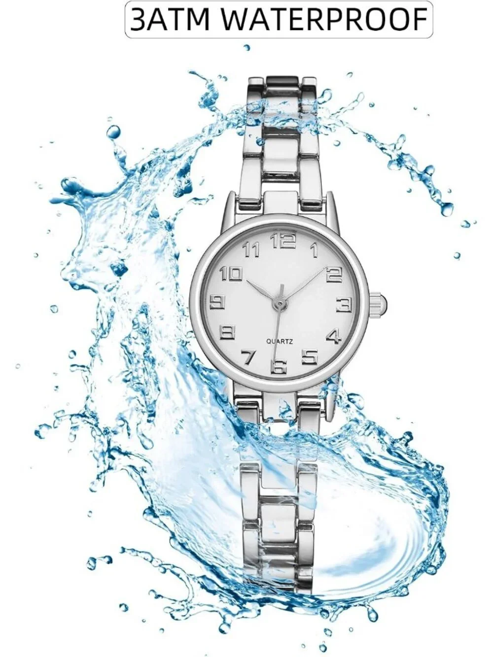 Women's Silver Analog Quartz Relogio Feminino Waterproof Bracelet Wrist Watch